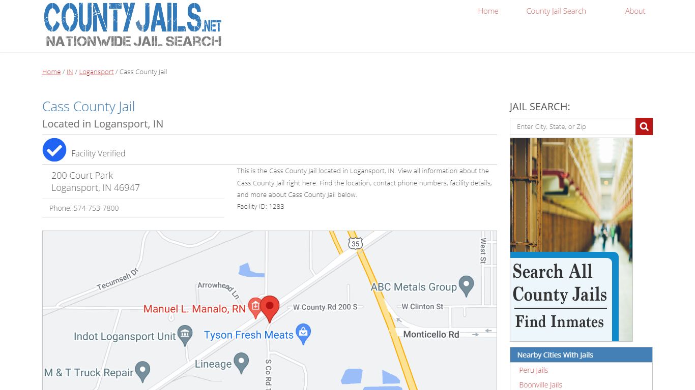 Cass County Jail in Logansport, IN | CountyJails.net